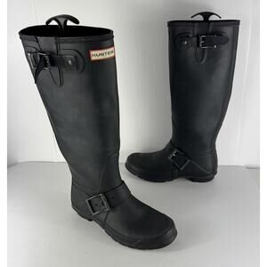 Hunter Original Black Tall Biker Boots EU 39 US 7 M 8 F